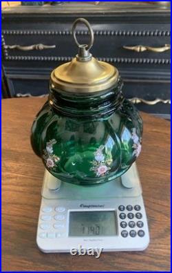 Vtg 1970-80's Carl Falkenstein Green Bubble Floral Glass Hanging Swag Light Lamp