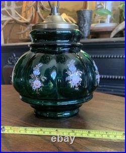 Vtg 1970-80's Carl Falkenstein Green Bubble Floral Glass Hanging Swag Light Lamp Vtg 1970-80's Carl Falkenstein Green Bubble Floral Glass Hanging Swag Light Lamp