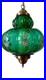 Vtg 1970's-80's Falkenstein Green Bubble Floral Glass Hanging Swag Light/Lamp