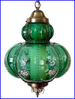 Vtg 1970's-80's Falkenstein Green Bubble Floral Glass Hanging Swag Light/Lamp Vtg 1970's-80's Falkenstein Green Bubble Floral Glass Hanging Swag Light/Lamp