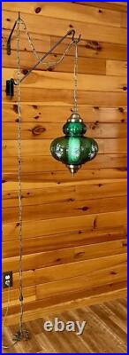 Vtg 1970's-80's Falkenstein Green Bubble Floral Glass Hanging Swag Light/Lamp Vtg 1970's-80's Falkenstein Green Bubble Floral Glass Hanging Swag Light/Lamp