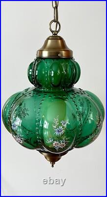 Vtg 1970's-80's Falkenstein Green Bubble Floral Glass Hanging Swag Light/Lamp Vtg 1970's-80's Falkenstein Green Bubble Floral Glass Hanging Swag Light/Lamp