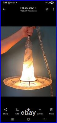 Vtg 20s-40s Hanging Swag Glass Lamp Rewired Art Deco Regency Pineapple Homco