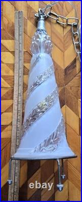 Vtg 20s-40s Hanging Swag Glass Lamp Rewired Art Deco Regency Pineapple Homco