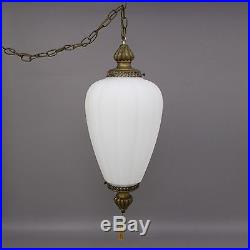 Vtg 26 Hanging Acorn Swag Ribbed Frosted Glass Lamp/Light Pull Chain String