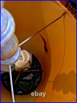 Vtg 28 MCM Woven Chenille & Wood Hanging Swag Lamp Cylinder Drum Shade Works