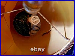Vtg 28 MCM Woven Chenille & Wood Hanging Swag Lamp Cylinder Drum Shade Works