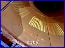 Vtg 28 MCM Woven Chenille & Wood Hanging Swag Lamp Cylinder Drum Shade Works Vtg 28 MCM Woven Chenille & Wood Hanging Swag Lamp Cylinder Drum Shade Works