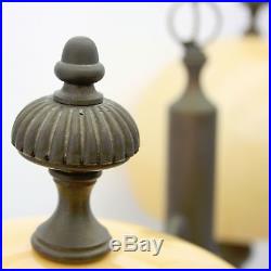 Vtg 40 Ethan Allen Brass Dual Light Glass Hanging Ceiling Chandelier Lamp Italy
