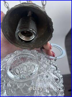 Vtg 5 Globe Swag Lamp Brass-tone Light Fixture Hollywood Regency with Pull Chain