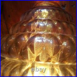 Vtg 60s 70s MCM Retro Bee Hive! Glass Amber Hanging Swag Light/lamp/Fixture HUGE