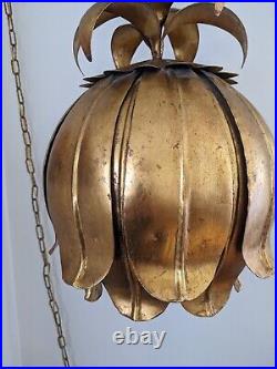 Vtg 60s Feldman Hans Kogl Style Swag Lamp Light Gilt Gold Mid Century Hollywood