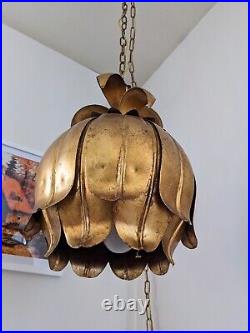 Vtg 60s Feldman Hans Kogl Style Swag Lamp Light Gilt Gold Mid Century Hollywood