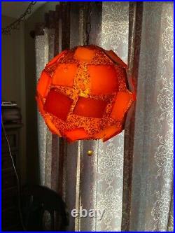 Vtg 60s LUCITE ROCK CANDY Mid-Century Modern SWAG LIGHT Ball CHUNKY Hanging