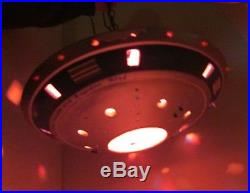 Vtg 70s Ceramic UFO Spaceship Flying Saucer Star War Hanging Blinking Light Lamp