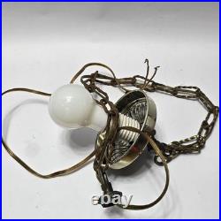 Vtg 88 Panel Stained Glass Hanging Lamp Multicolor Crown Shade Pure Glass 19