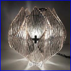 Vtg 8 Textured Clear Acrylic Lucite Plastic Panels Swag Hanging Light Lamp MCM