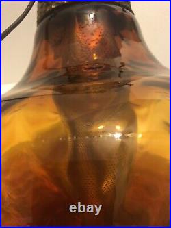 Vtg Amber Hanging Swag Lamp Light Chain & Diffuser MCM Flowing Honey Drip Run