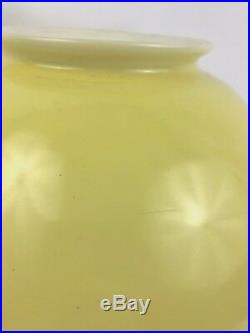 Vtg Antique 14 Yellow Glass Hanging Oil Lamp Shade Kerosene Parlor Library 6.5