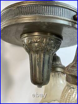 Vtg Art Deco Mid Century Modern MCM Hanging Light Lamp Copper Large 1960s 70s