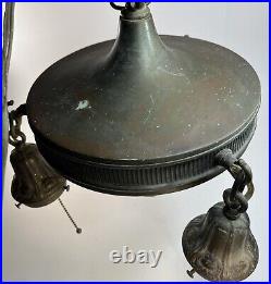 Vtg Art Deco Mid Century Modern MCM Hanging Light Lamp Copper Large 1960s 70s