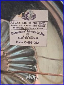 Vtg Brass Gold Hanging Lamp Gothic Ornate 13 Pendant Amber Textured Glass