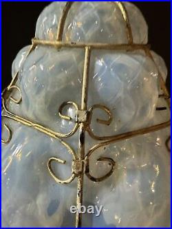 Vtg CAGED MURANO Opalescent Hanging Lamp(Top Is Missing)