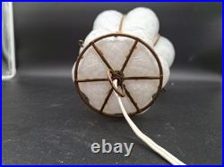 Vtg Caged Venetian Glass Hanging Lamp White Brass Plate Cage Diamond Marbro