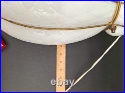 Vtg Caged Venetian Glass Hanging Lamp White Brass Plate Cage Diamond Marbro