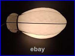 Vtg Caged Venetian Glass Hanging Lamp White Brass Plate Cage Diamond Marbro