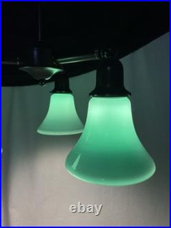 Vtg Chandelier Arts Crafts Deco Style Victorian Seafoam Green Glass Shades 3 Arm