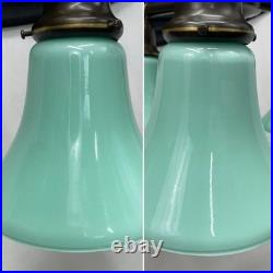 Vtg Chandelier Arts Crafts Deco Style Victorian Seafoam Green Glass Shades 3 Arm