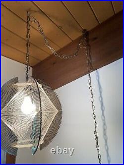 Vtg DANISH MODERN String PENDANT Light MID-CENTURY Swag LAMP Hanging MCM 60s 70s