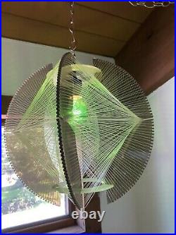 Vtg DANISH MODERN String PENDANT Light MID-CENTURY Swag LAMP Hanging MCM 60s 70s
