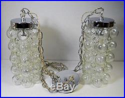 Vtg Double Hanging Swag Lamp Unusual Glass Globes Tynell Bubbles Light Fixture
