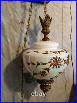 Vtg Glass FALKENSTEIN Hanging Light Swag Lamp Diffuser MCM Hollywood Regency Vtg Glass FALKENSTEIN Hanging Light Swag Lamp Diffuser MCM Hollywood Regency