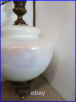 Vtg Glass FALKENSTEIN Hanging Light Swag Lamp Diffuser MCM Hollywood Regency