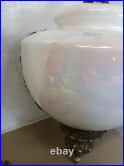 Vtg Glass FALKENSTEIN Hanging Light Swag Lamp Diffuser MCM Hollywood Regency