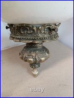 Vtg Glass FALKENSTEIN Hanging Light Swag Lamp Diffuser MCM Hollywood Regency