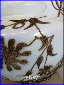 Vtg Glass FALKENSTEIN Hanging Light Swag Lamp Diffuser MCM Hollywood Regency