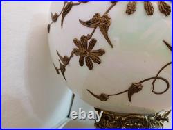 Vtg Glass FALKENSTEIN Hanging Light Swag Lamp Diffuser MCM Hollywood Regency