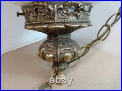 Vtg Glass FALKENSTEIN Hanging Light Swag Lamp Diffuser MCM Hollywood Regency Vtg Glass FALKENSTEIN Hanging Light Swag Lamp Diffuser MCM Hollywood Regency