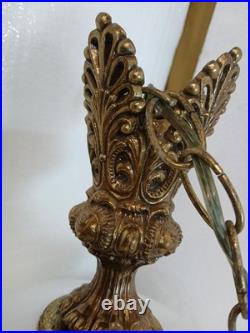 Vtg Glass FALKENSTEIN Hanging Light Swag Lamp Diffuser MCM Hollywood Regency