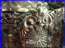 Vtg Gold Metal Filigree Moroccan Boho Asian Jeweled Hanging Swag Lamp Light Art