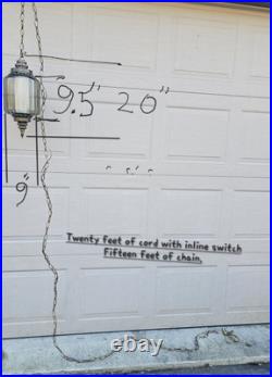 Vtg Hanging Art Glass Swag Pendant Lamp Green Pendant MCM Hollywood Regency