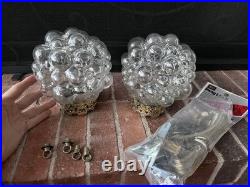 Vtg Hanging Light Lamp Parts Swag MCM Deco Glass Double Bubble Ceiling Modern