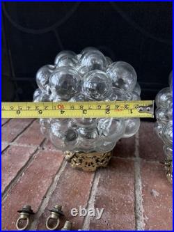Vtg Hanging Light Lamp Parts Swag MCM Deco Glass Double Bubble Ceiling Modern