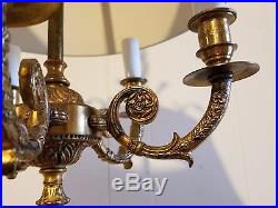 Vtg Hollywood Regency Brass Aluminum Hanging Swag Light Lamp Chandelier Fixture