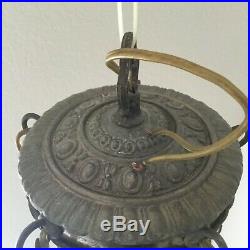 Vtg Hollywood Regency Brass Hanging Filigree MID Century 5 Light Swag Lamp