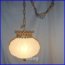 Vtg Hollywood Regency MCM Swag Lamp Light Fixture 1973 Lightcraft California
